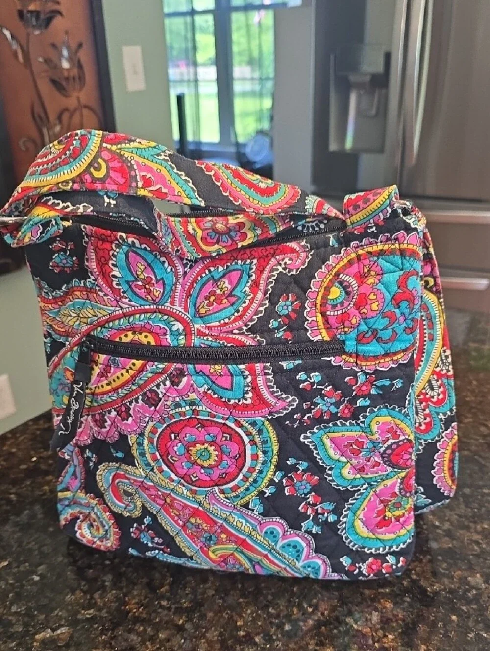 Vera Bradley Black Quilted Crossbody with Multicolor Paisley